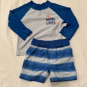 Carter's Blue and White Rashguard Set
